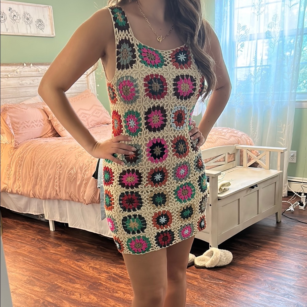 Pink and Black Sleeveless Sheath Mini Dress